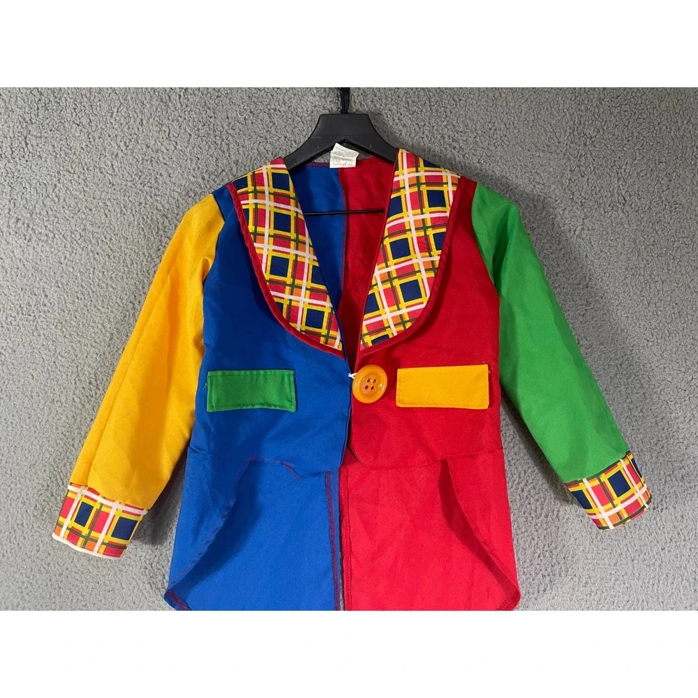 Spirit Halloween Kids M Circus Clown Costume Coat Multicolor Plaid Jacket Outfit